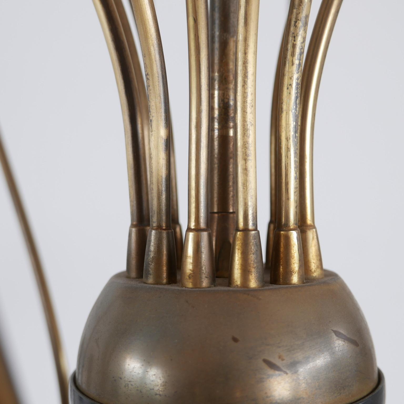 Italian Midcentury Spider/Octopus Brass Chandelier Light 1