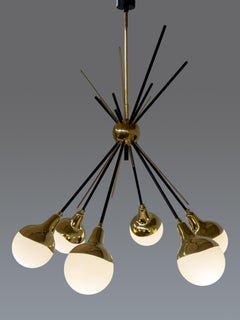 Lampadario Sputnik, 6 luci, di Stilnovo, 1950s