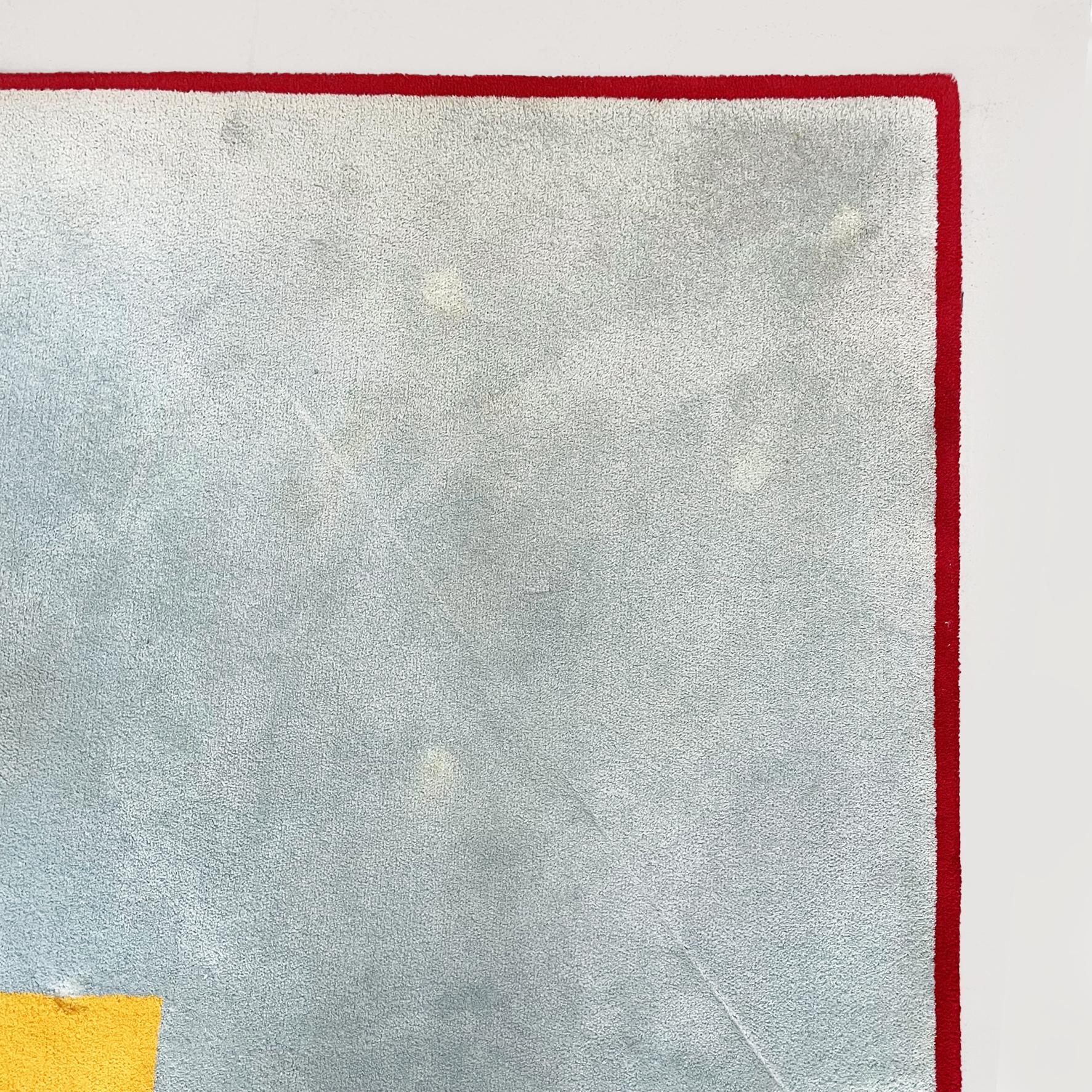 Fin du 20e siècle Tapis carré italien du milieu du siècle dernier en tissu bleu, vert, jaune et rouge, années 1980 en vente