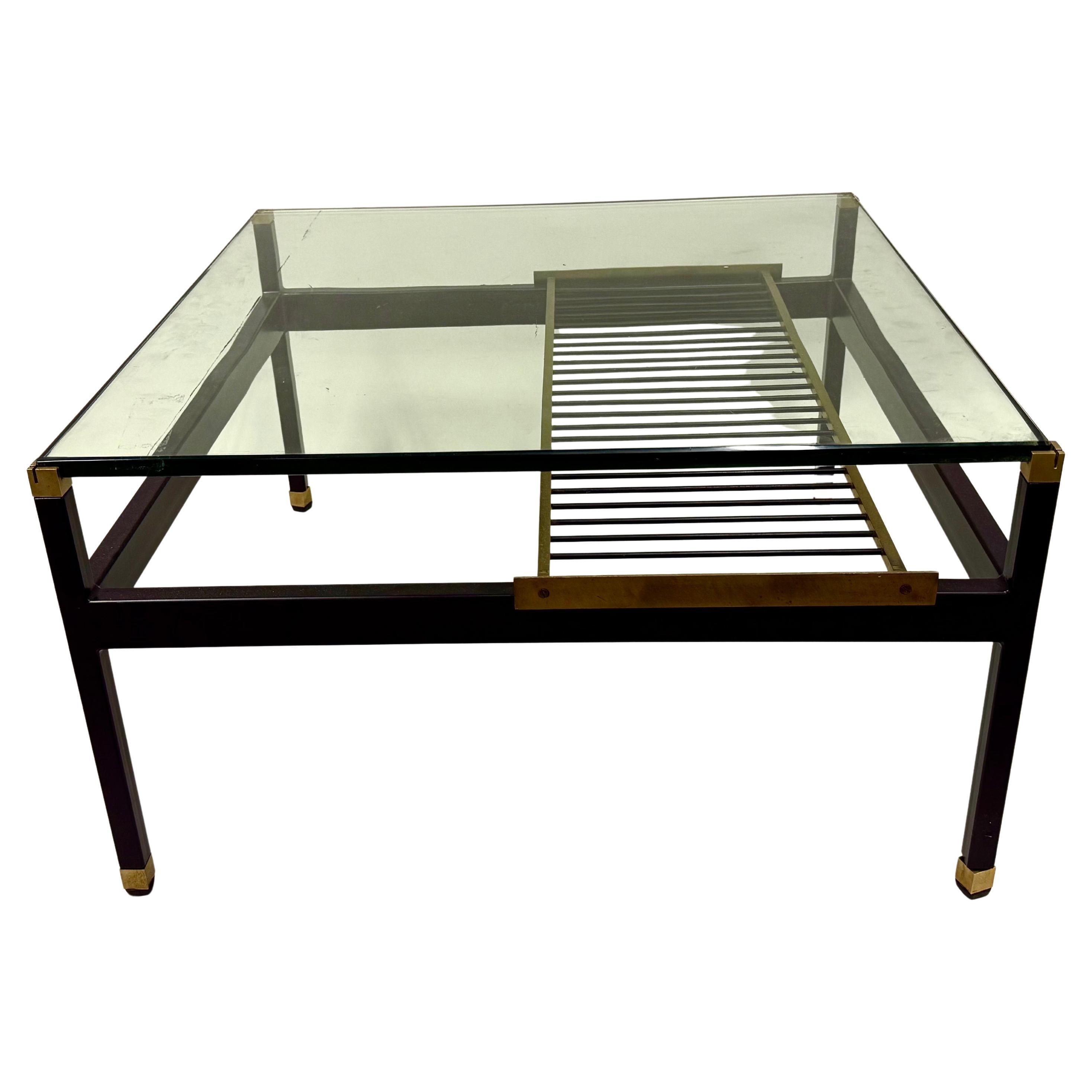 Table basse carrée à deux niveaux en porte-à-faux, de style italien du milieu du siècle dernier,  Fontana Arte