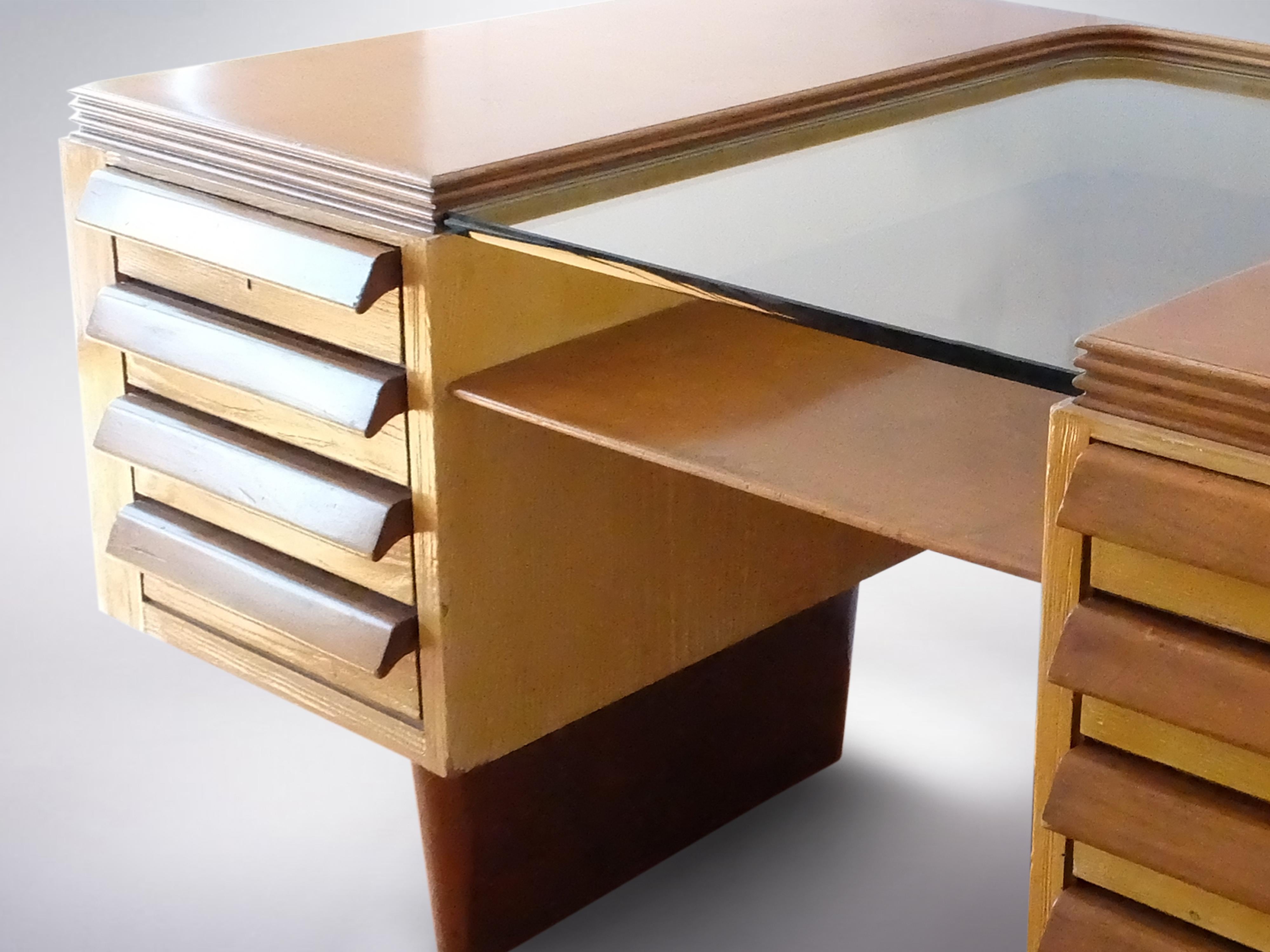 glass top desk with drawers