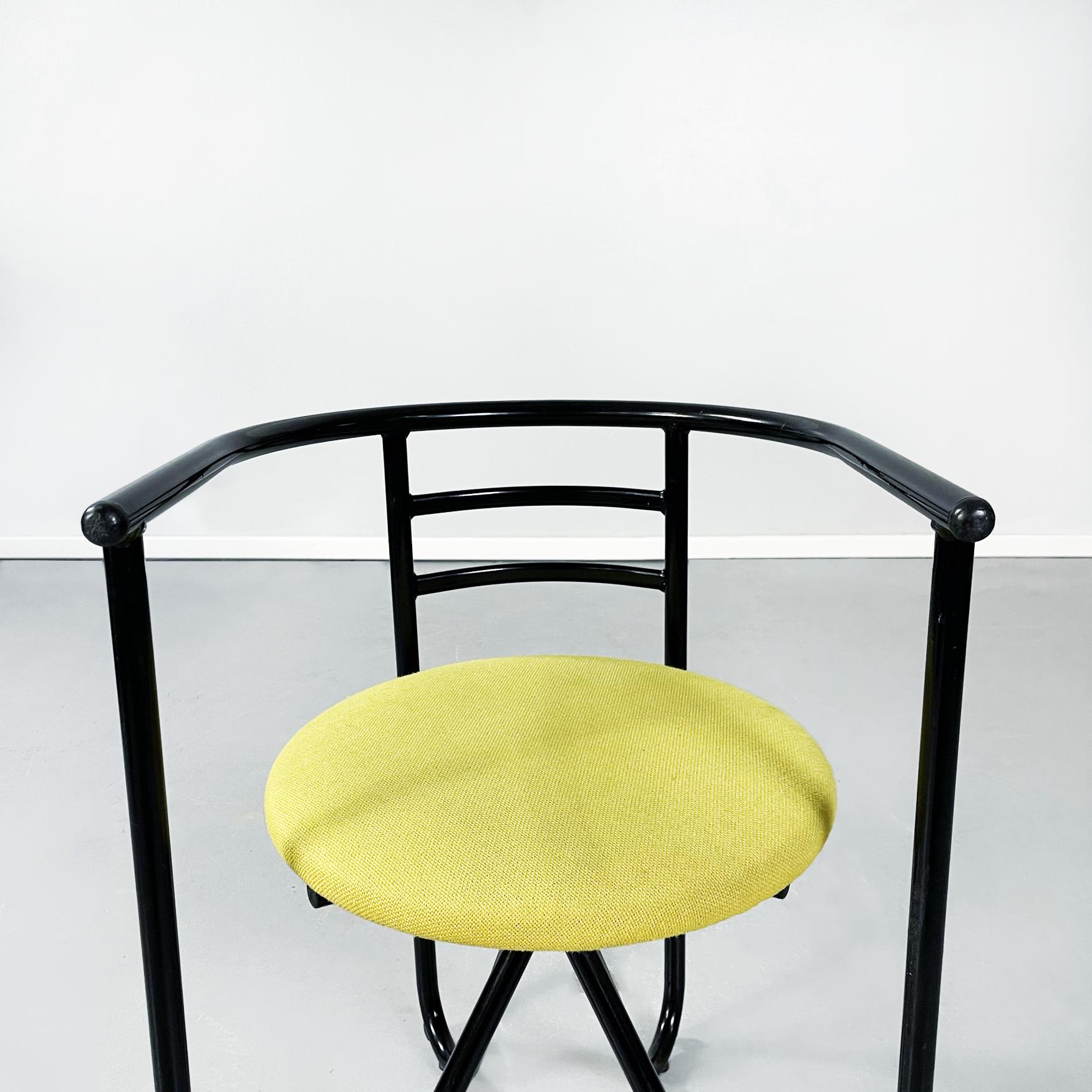 Italian Mid-Century Steel and Light Green Fabric Chair, 1980s 1