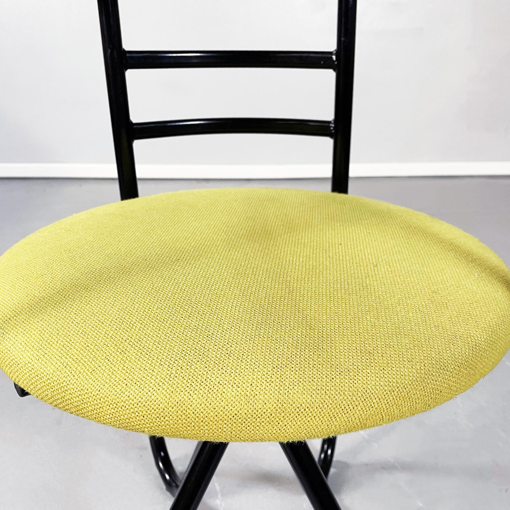Italian Mid-Century Steel and Light Green Fabric Chair, 1980s 2