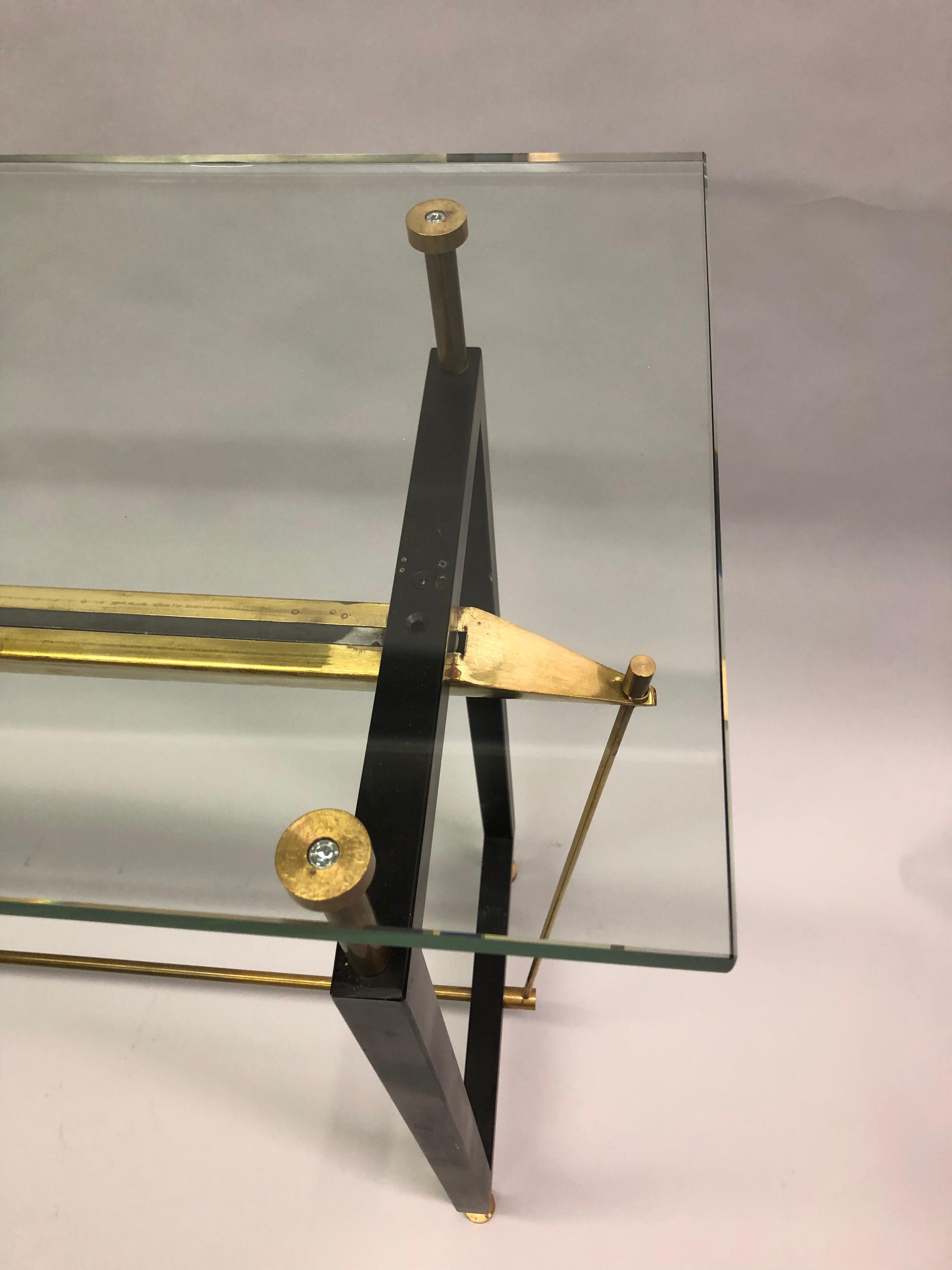 Consola voladiza italiana de acero, latón y cristal de mediados de siglo, Franco Albini siglo XX en venta