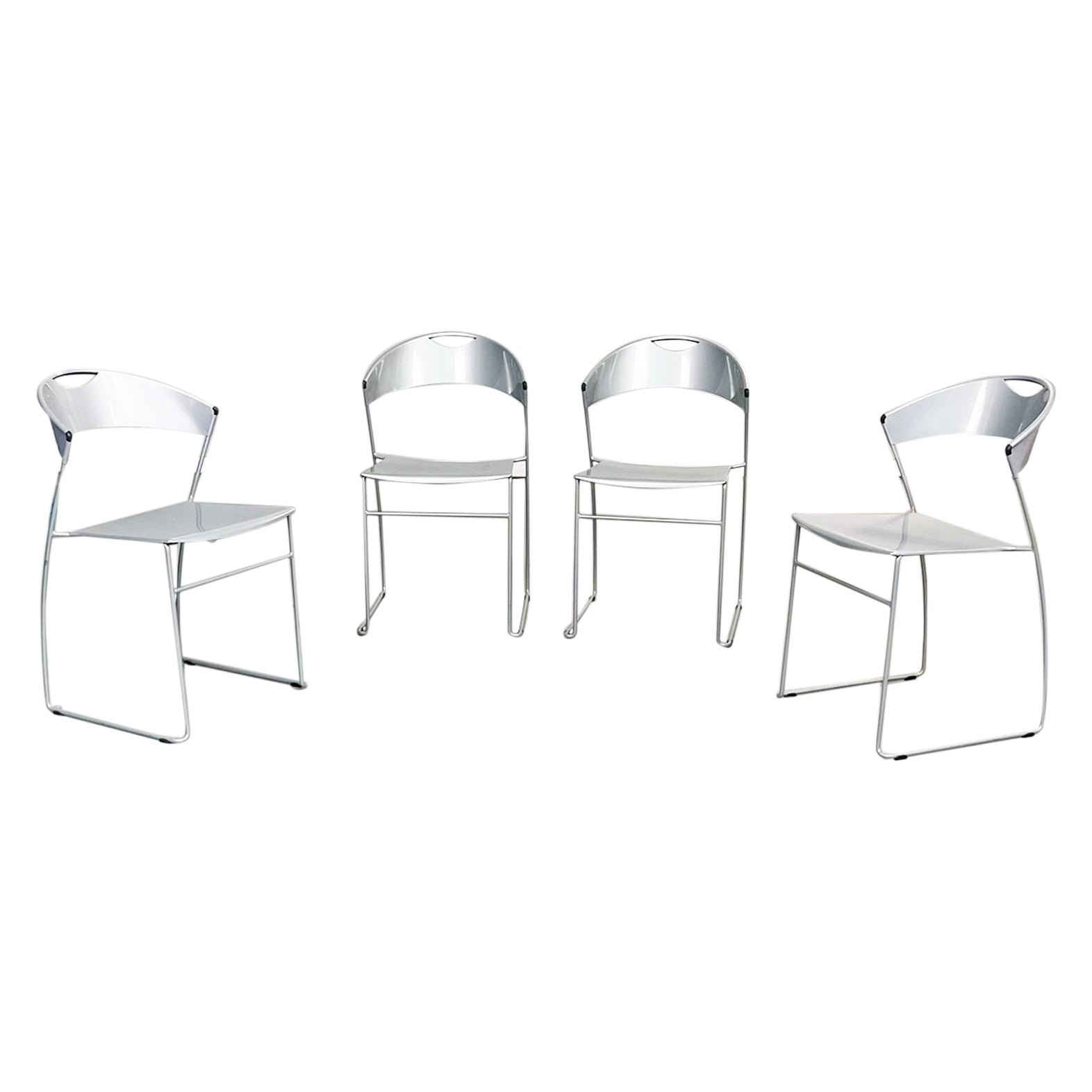 Italian Mid-Century Steel Chairs Juliette HW 601 by Wettstein for Baleri, 1980s