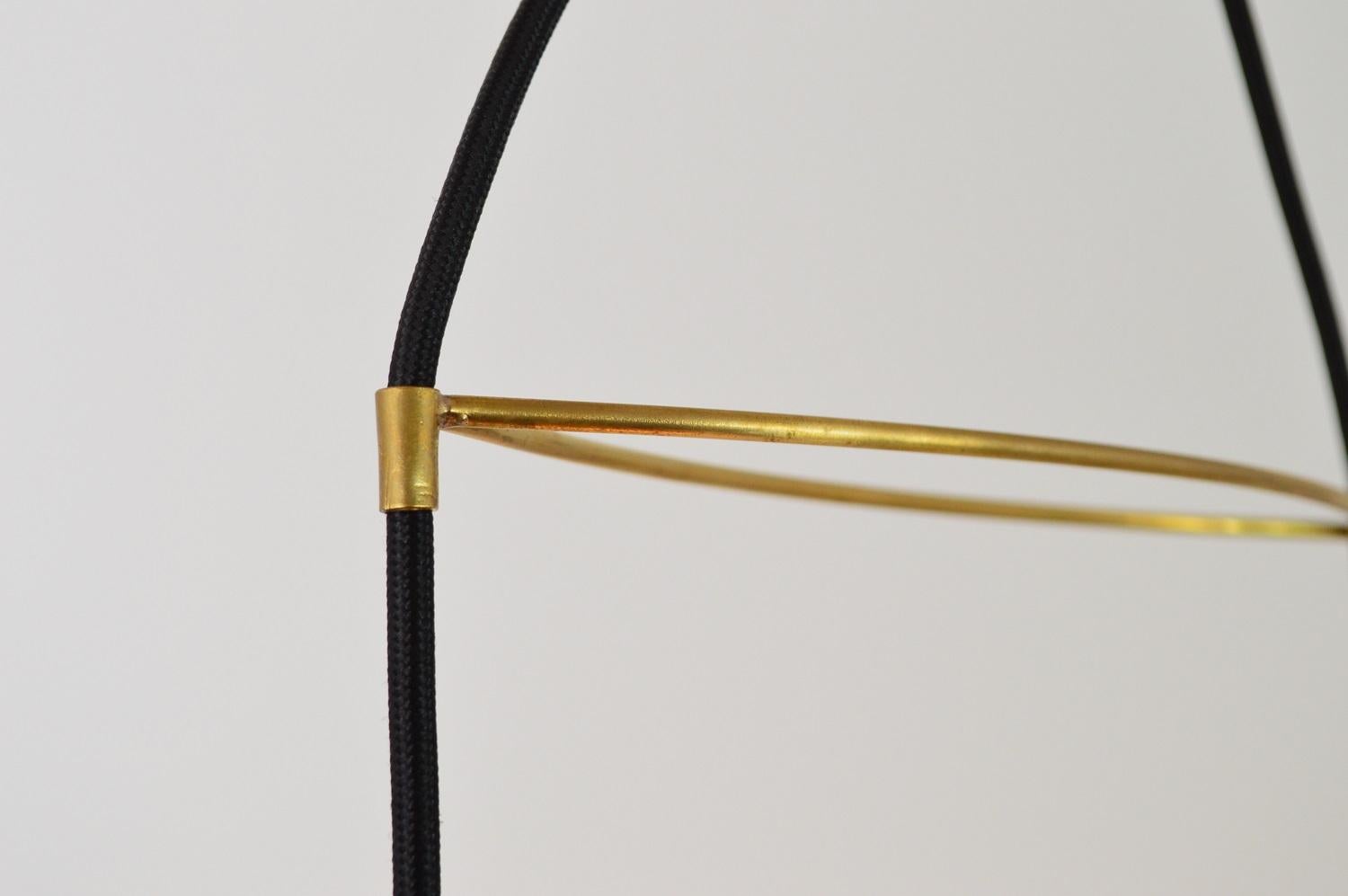 Italian Midcentury Stilnovo Pendant Light with Double Glasses and Brass Holder For Sale 11