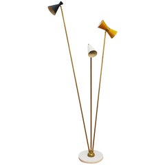 Italian Midcentury Stilnovo Style Floor Lamp with Marble Base