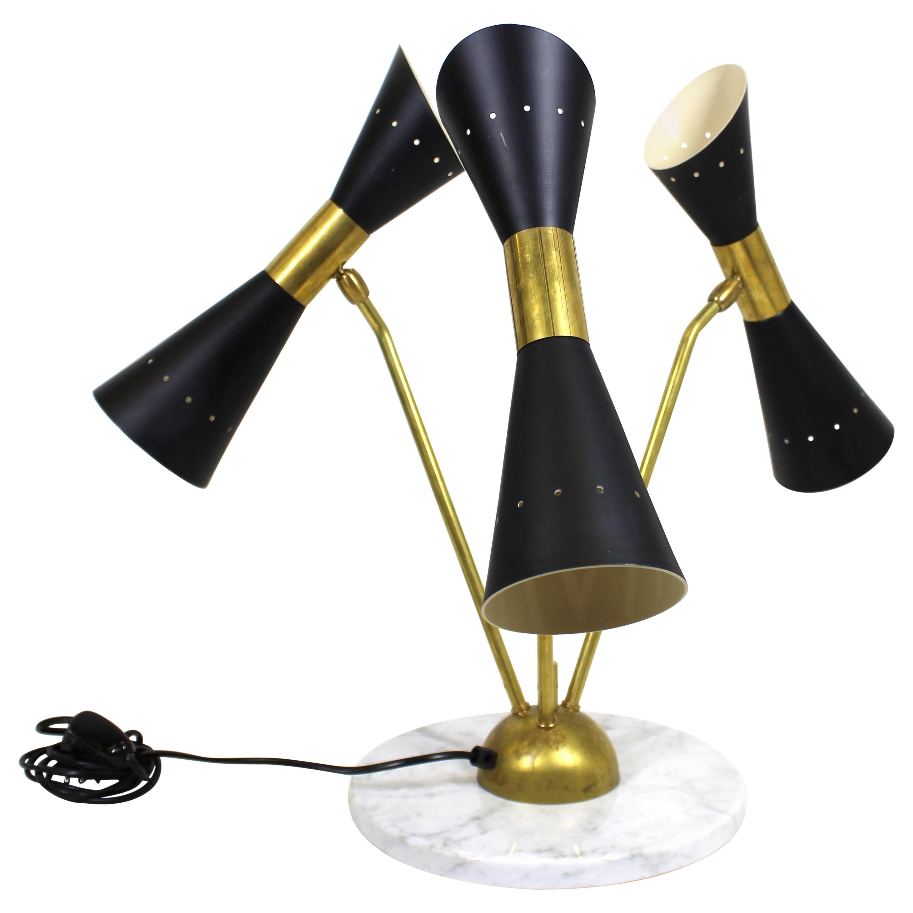 Italian Midcentury Stilnovo Style Table Lamp on Marble Base