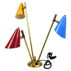Italian Midcentury Stilnovo Style Tri-Color Table Lamp