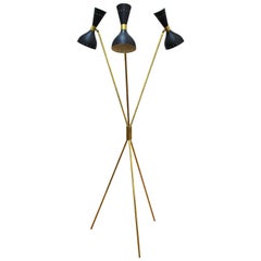 Italian Midcentury Stilnovo Style Tripod Floor Lamp