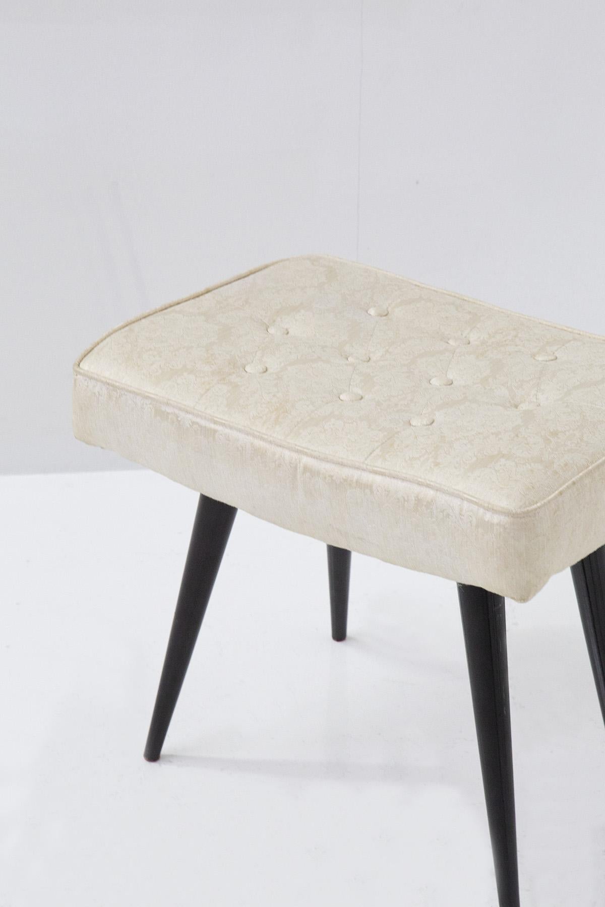 Mid-Century Modern Italian Mid-Century Stools in Wood and Brocade For Sale