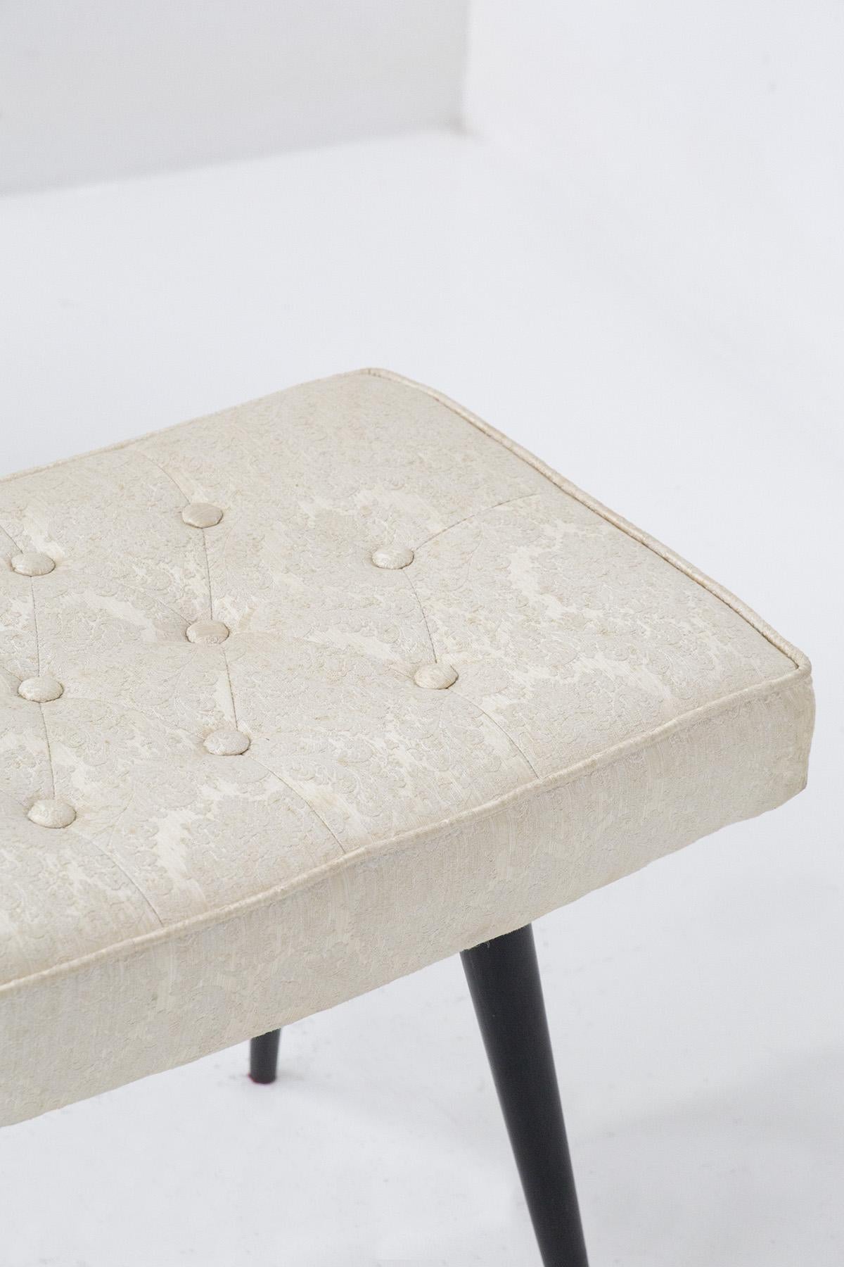 Mid-20th Century Italian Mid-Century Stools in Wood and Brocade For Sale