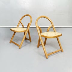 Chaises Arca italiennes en paille et bois du milieu du siècle dernier de Sabadin pour Crassevig, 1970