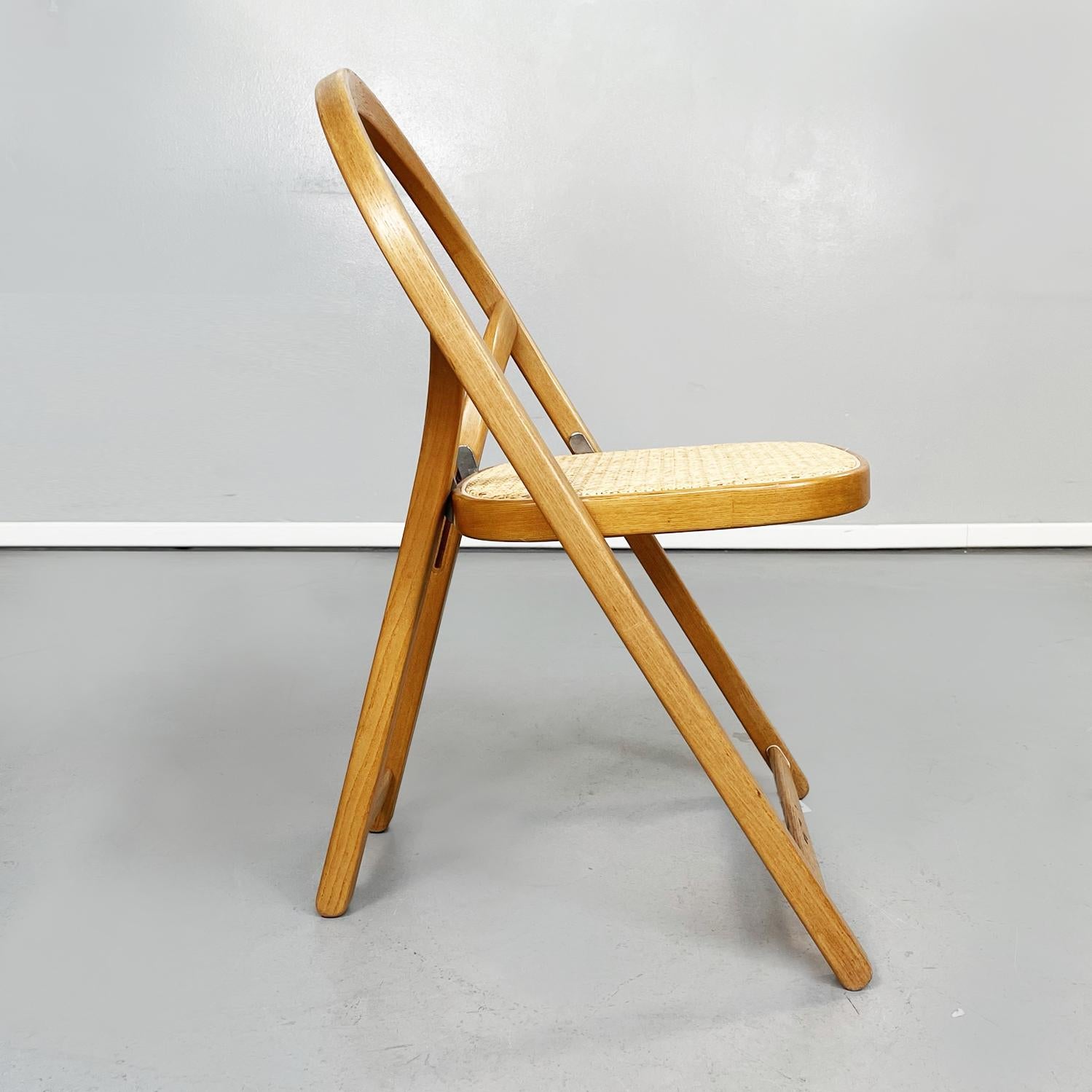 Mid-Century Modern Italian Mid-Century Straw and Wooden Arca Chairs by Sabadin for Crassevig, 1970s