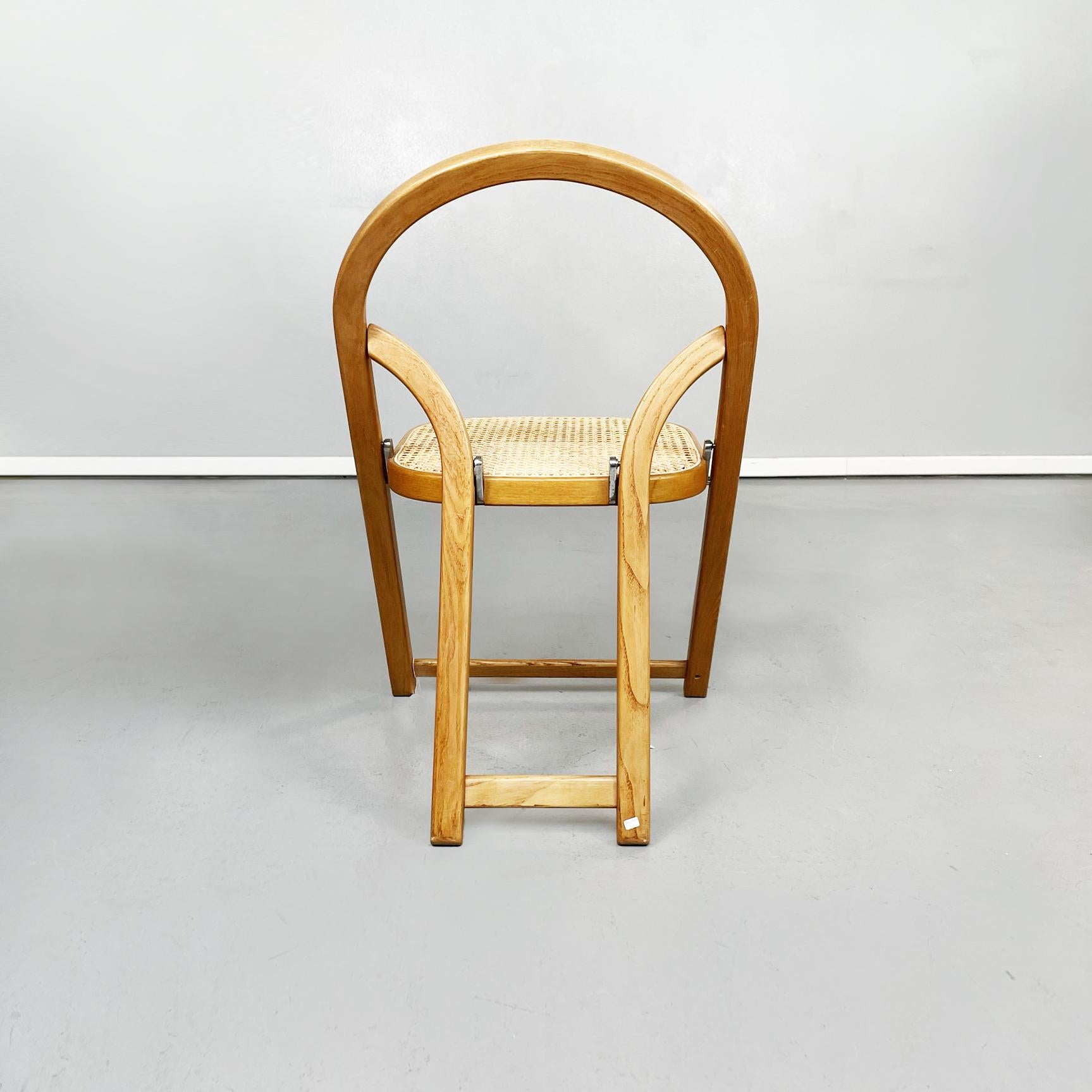 Italian Mid-Century Straw and Wooden Arca Chairs by Sabadin for Crassevig, 1970s In Good Condition In MIlano, IT