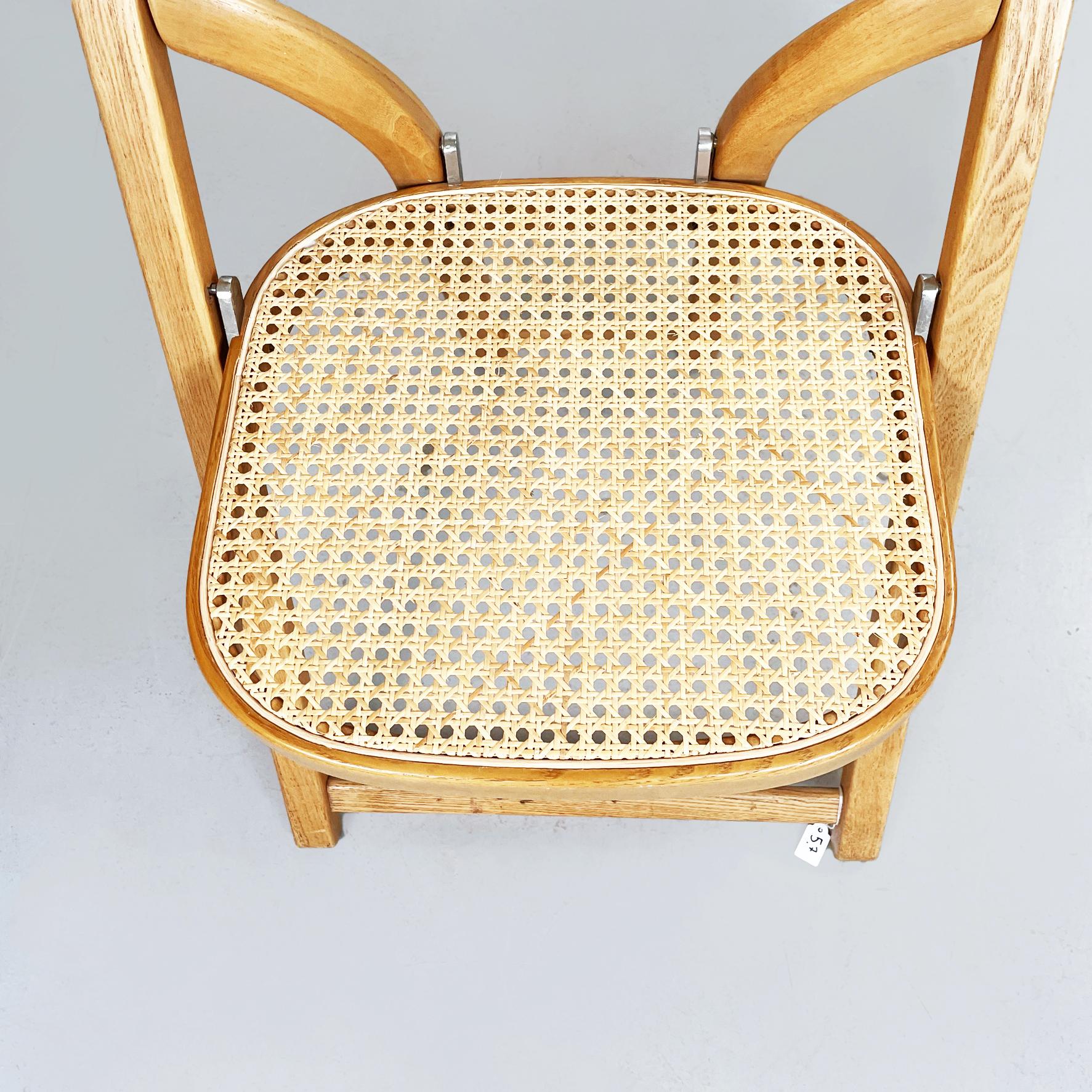 Italian Mid-Century Straw and Wooden Arca Chairs by Sabadin for Crassevig, 1970s 1