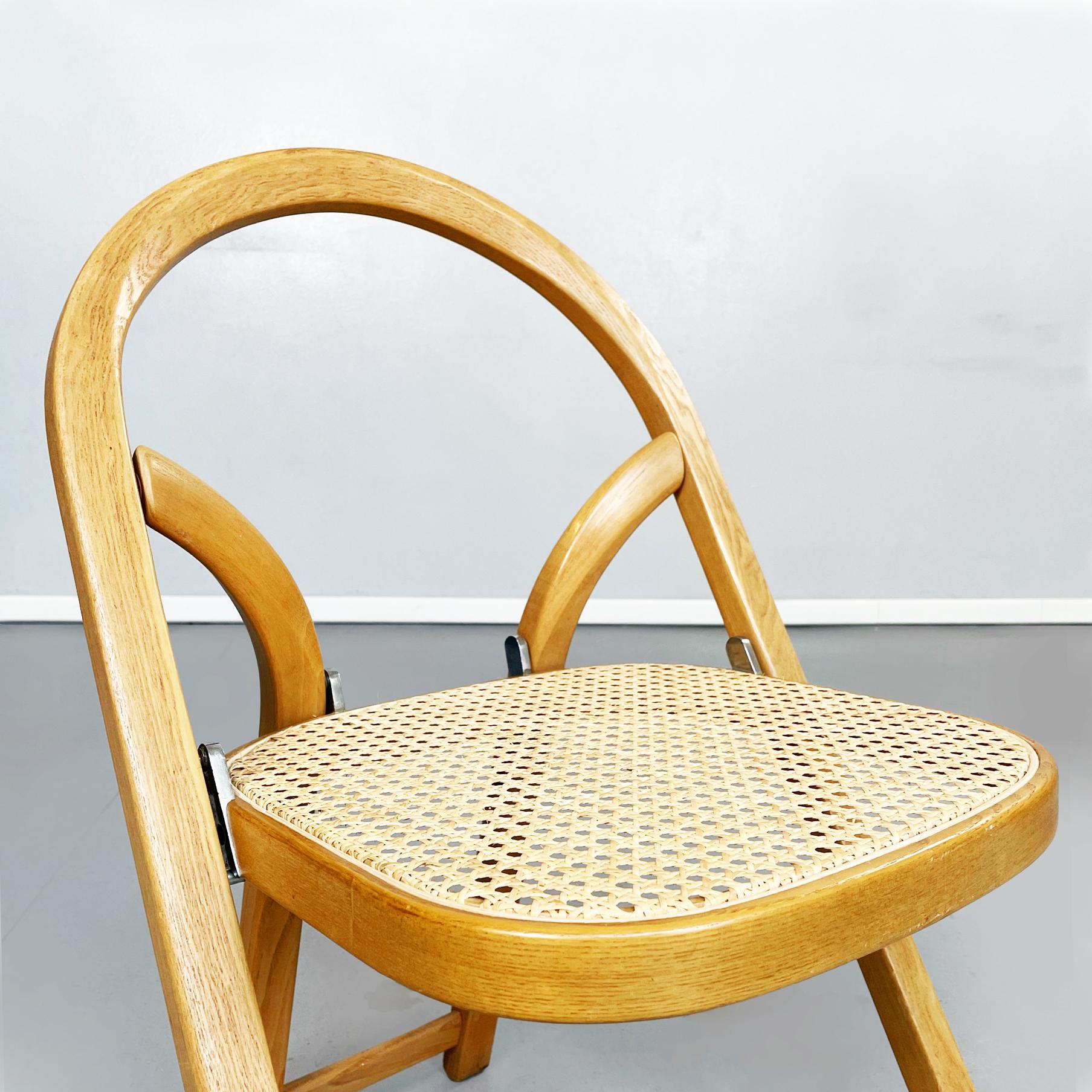 Italian Mid-Century Straw and Wooden Arca Chairs by Sabadin for Crassevig, 1970s 3
