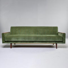 Italian Midcentury Studio Sofa with Wood Legs and Armrests
