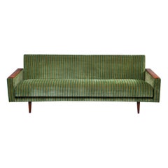 Italian Midcentury Studio Sofa with Wood Legs and Armrests