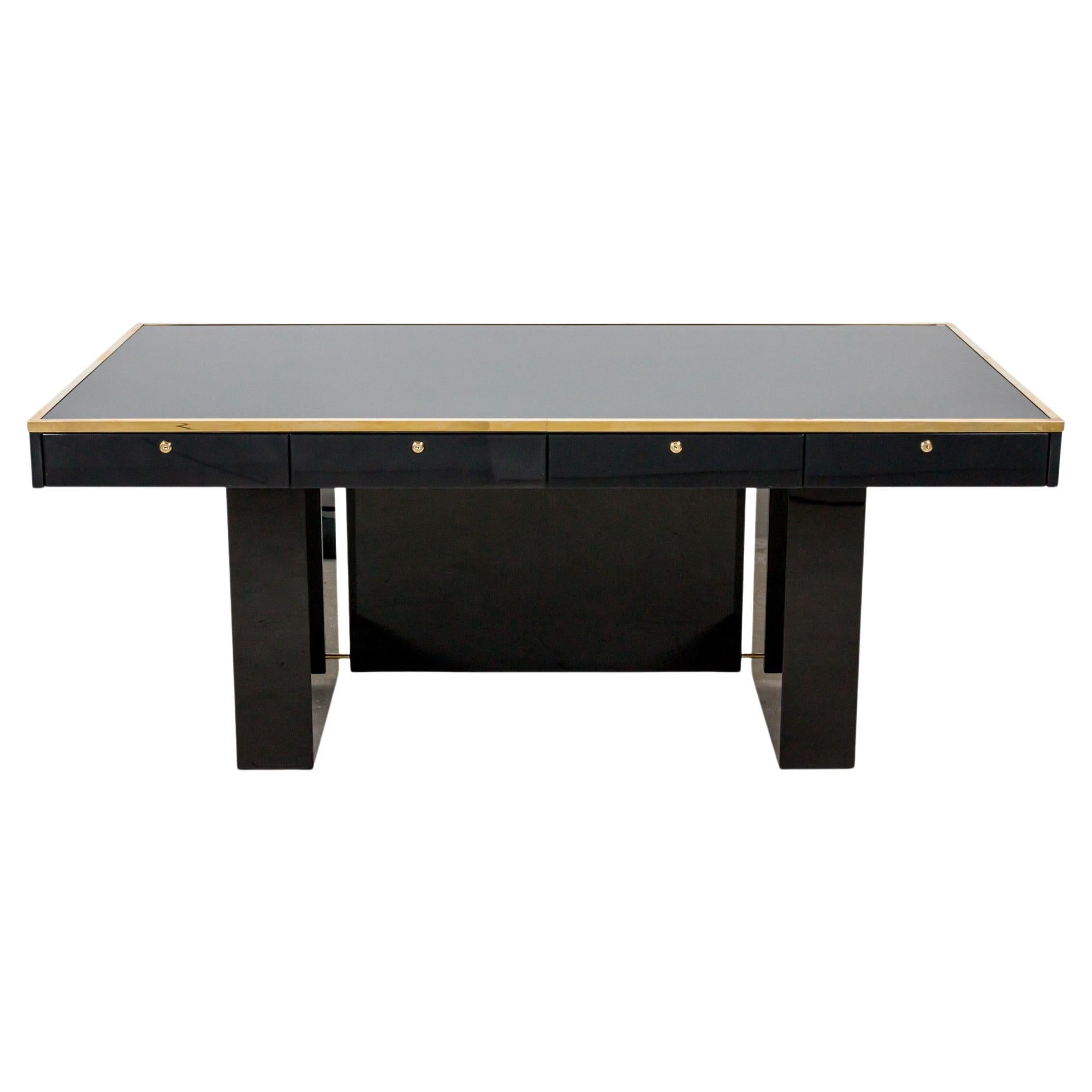 Italian Mid-Century Style Black Lacquered Desk For Sale