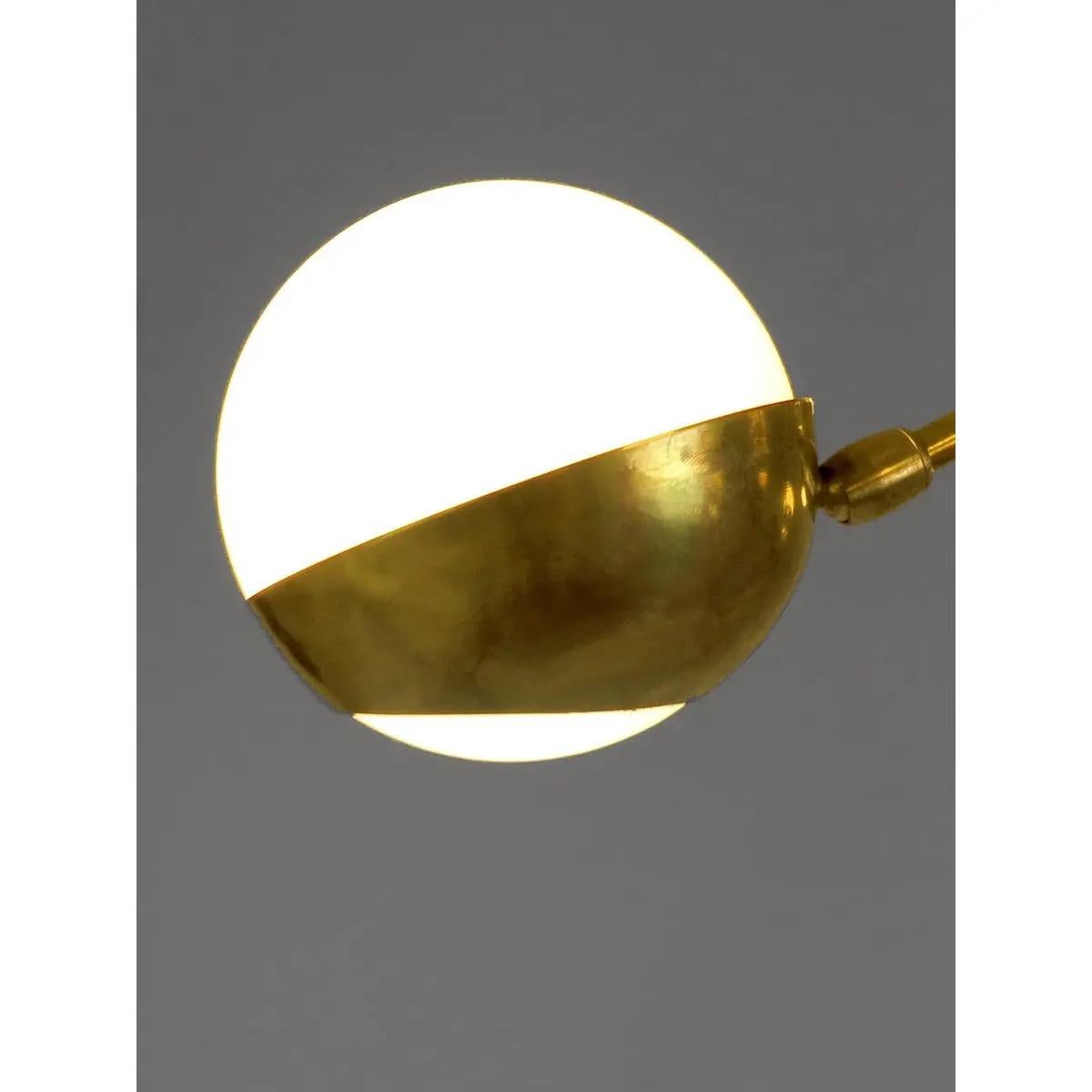 Mid-Century Modern Italian Mid Century Style Brass Chandelier with 12 glass globe lights For Sale