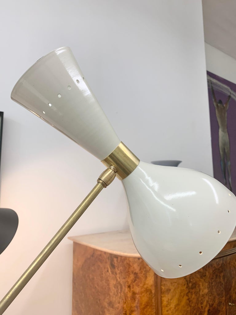 Italian Mid-Century Style Brass Floor Lamp with Directional Multicolor ...