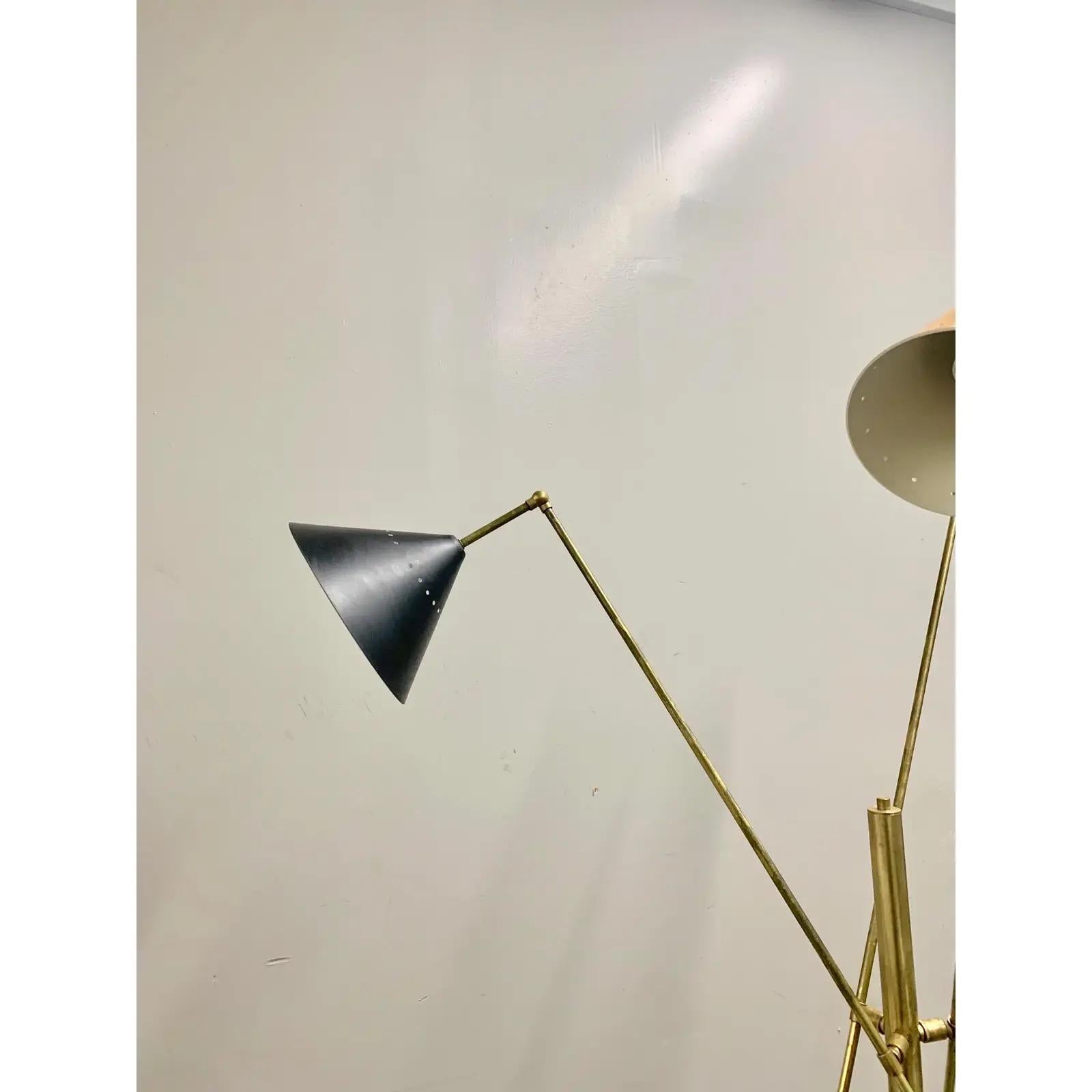 Italian Mid-Century Style Brass Floor Lamp with Directional Multicolor Shades For Sale 9