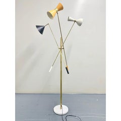Italian Mid-Century Style Brass Floor Lamp with Directional Multicolor Shades