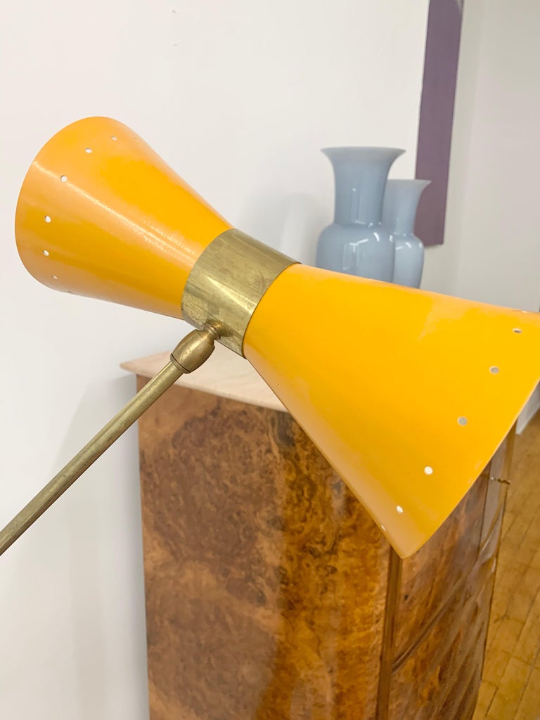 Italian Mid-Century Style Brass Floor Lamp with Directional Multicolor ...