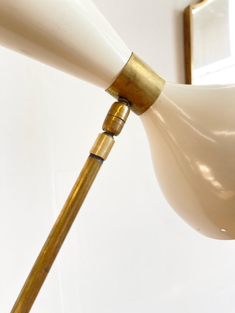Italian Mid Century Style Brass Floor Lamp with Directional White ...