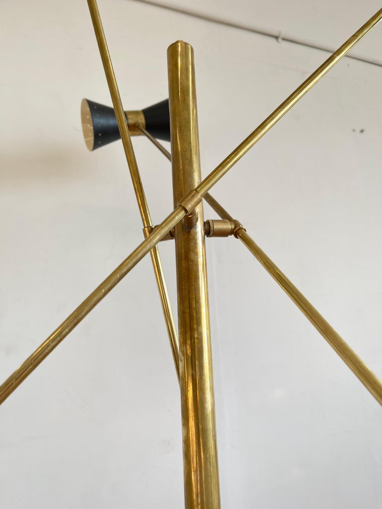 Italian Mid Century Style Brass Floor Lamp With Directional Black ...