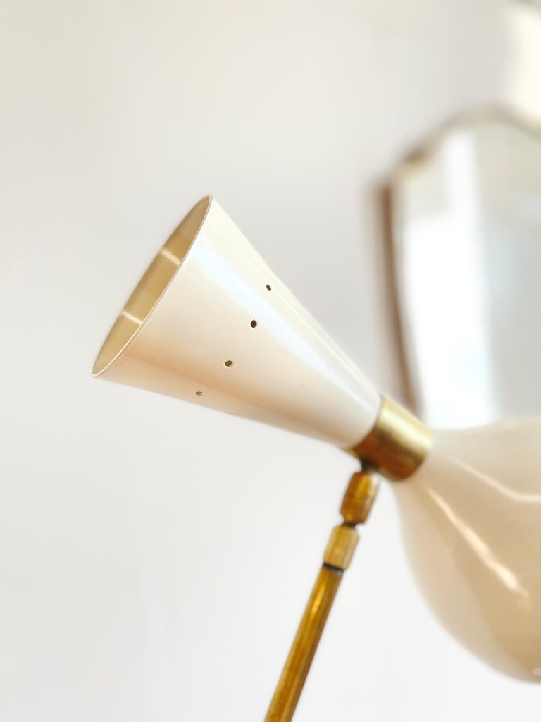 Italian Mid Century Style Brass Floor Lamp with Directional White ...