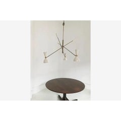 Italian Mid Century Style Chandelier with Multicolored Shades on Three Arms