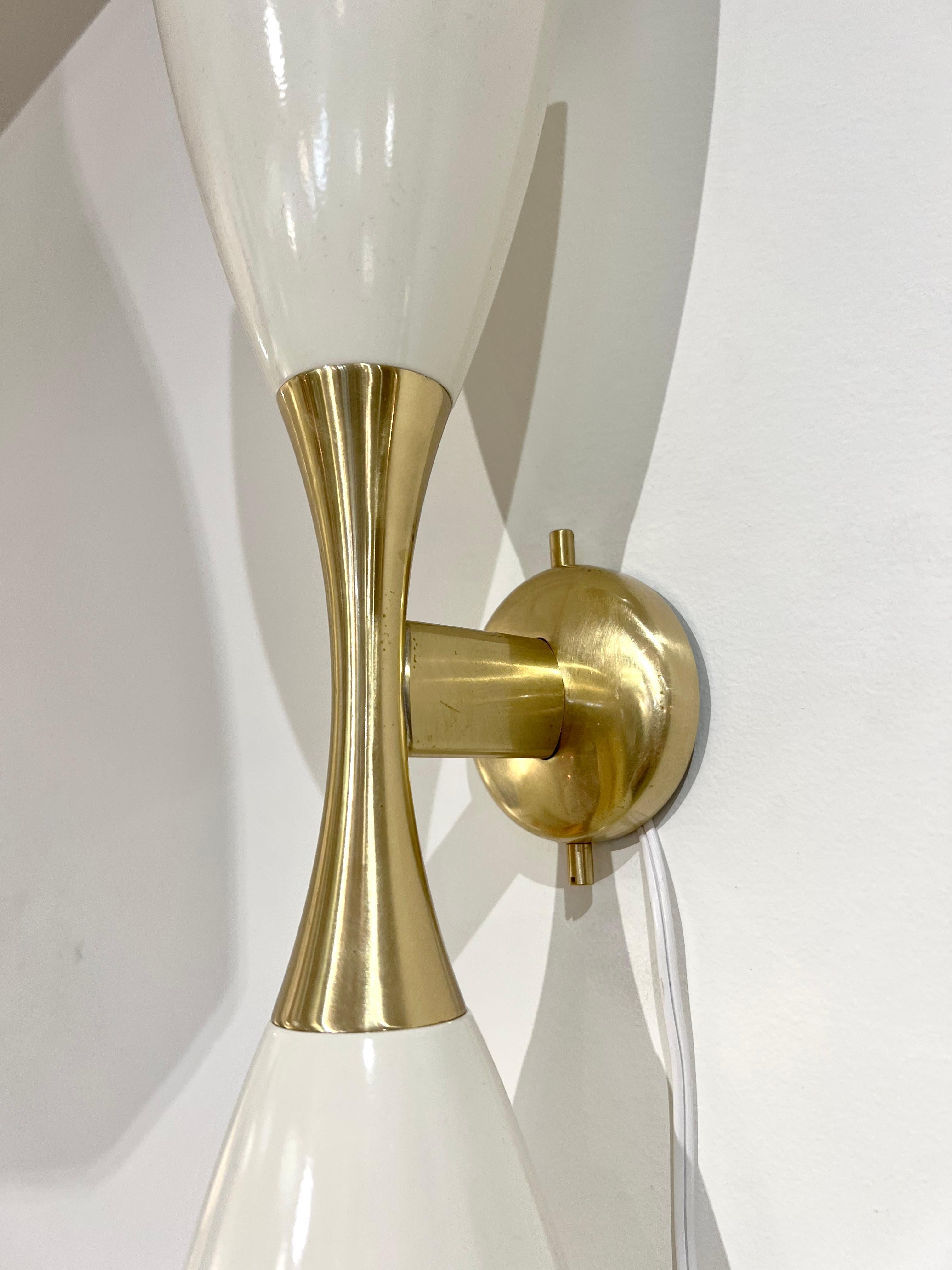 Italian Mid Century Style Double-Shade Sconce In Excellent Condition For Sale In New York, NY