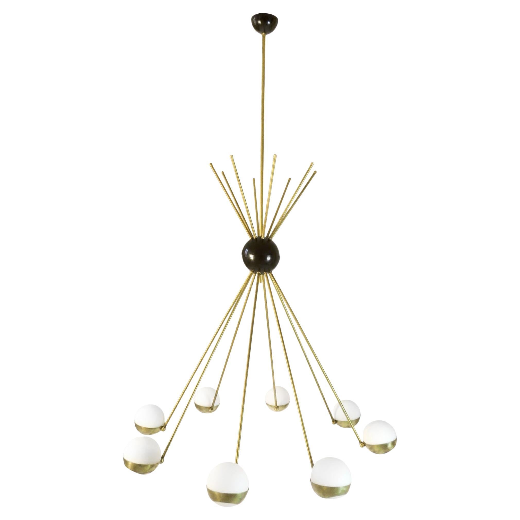 Mid Century Chandelier with Glass Globes For Sale at 1stDibs