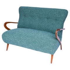 Italienische Mid-Century Couch - Sofà im Stil von Carlo Mollino in Teal Green