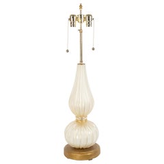 Italian Midcentury Style White Glass Table Lamp