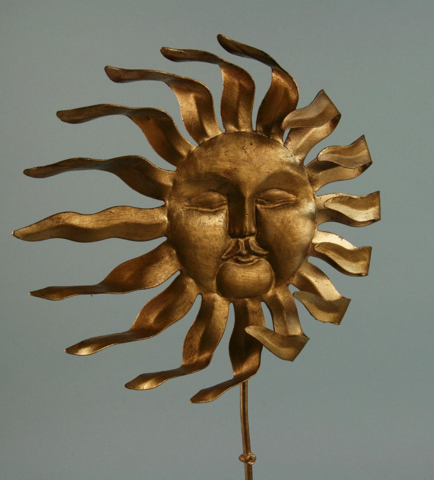 Italian Mid Century Sun in Wind Metal Sculpture by Santini In Good Condition In Douglas Manor, NY