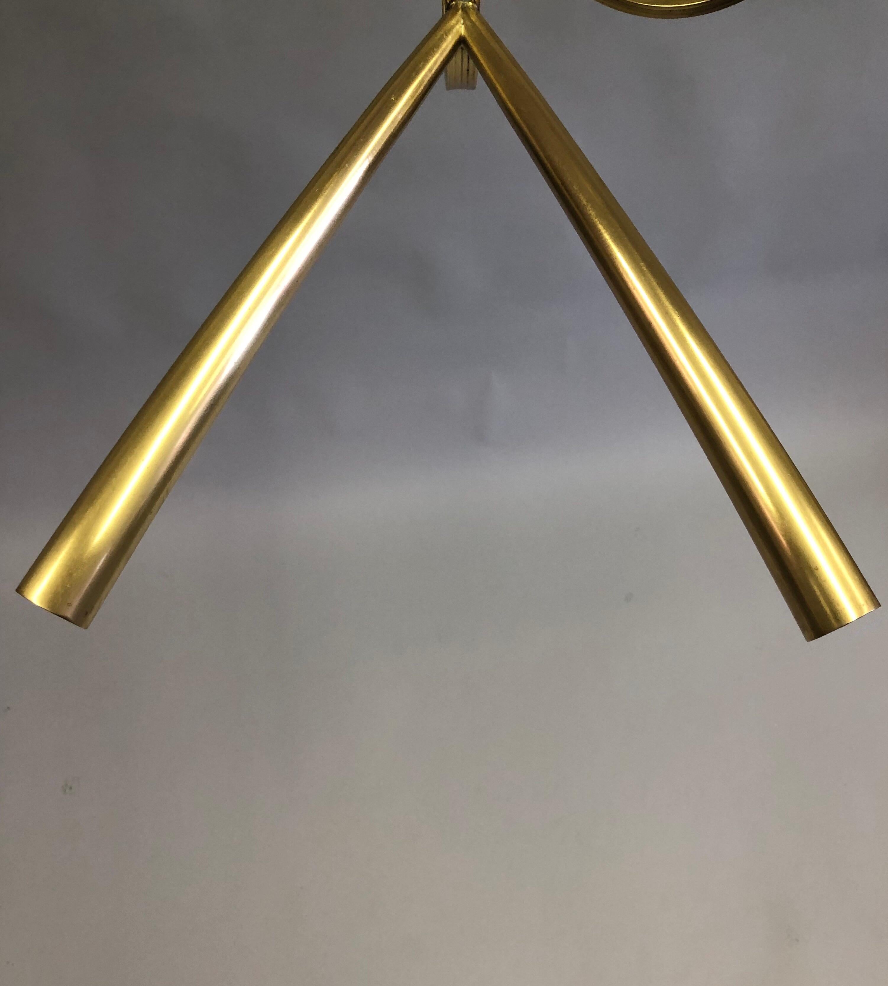 Italian Midcentury Sunburst / Star Form, 10 Arm, Brass Chandelier Attrib Stilnov For Sale 3