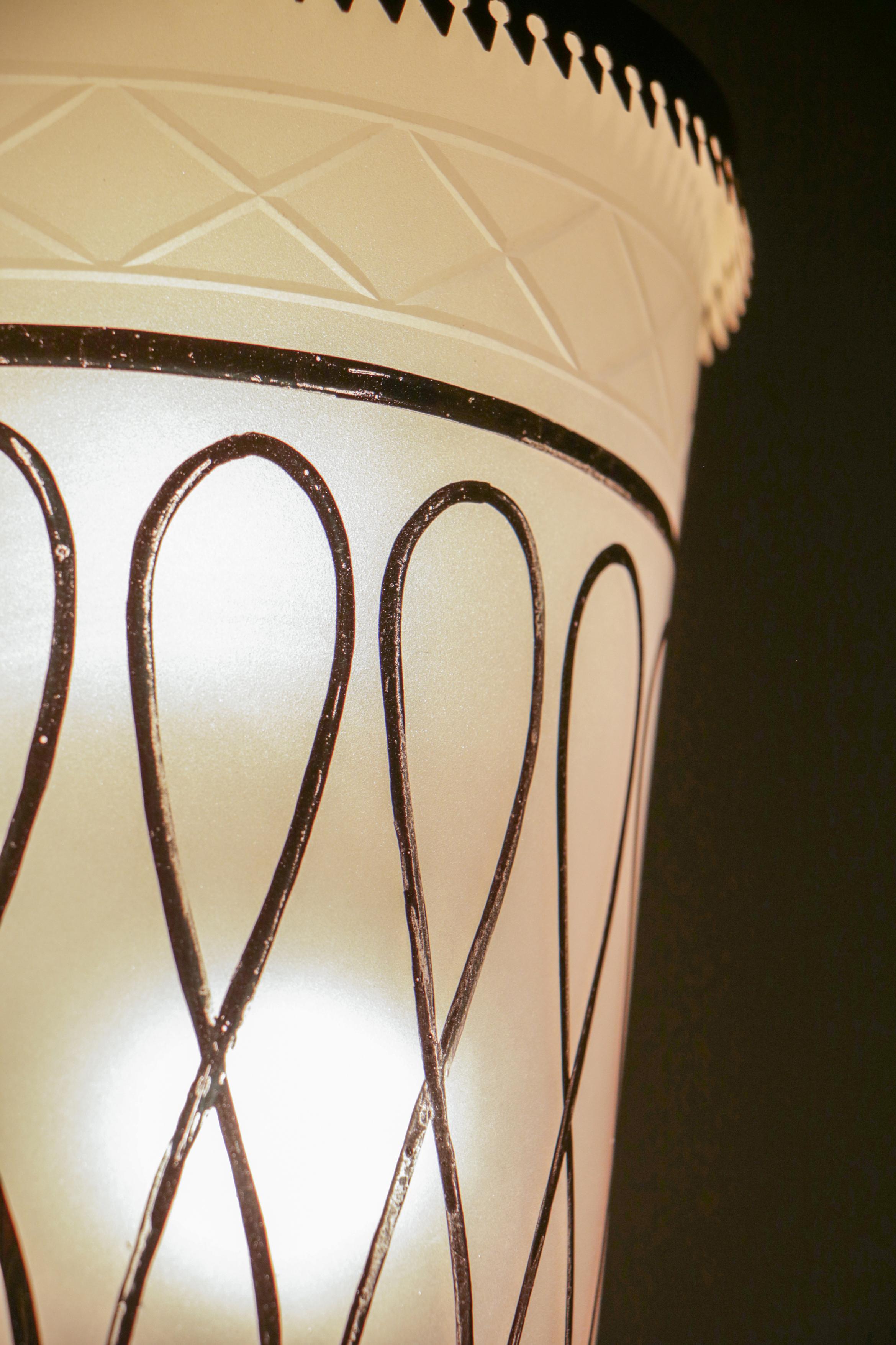 Italian Mid Century Suspension Lamp  in the manner of Fontana Arte, 1940s For Sale 7