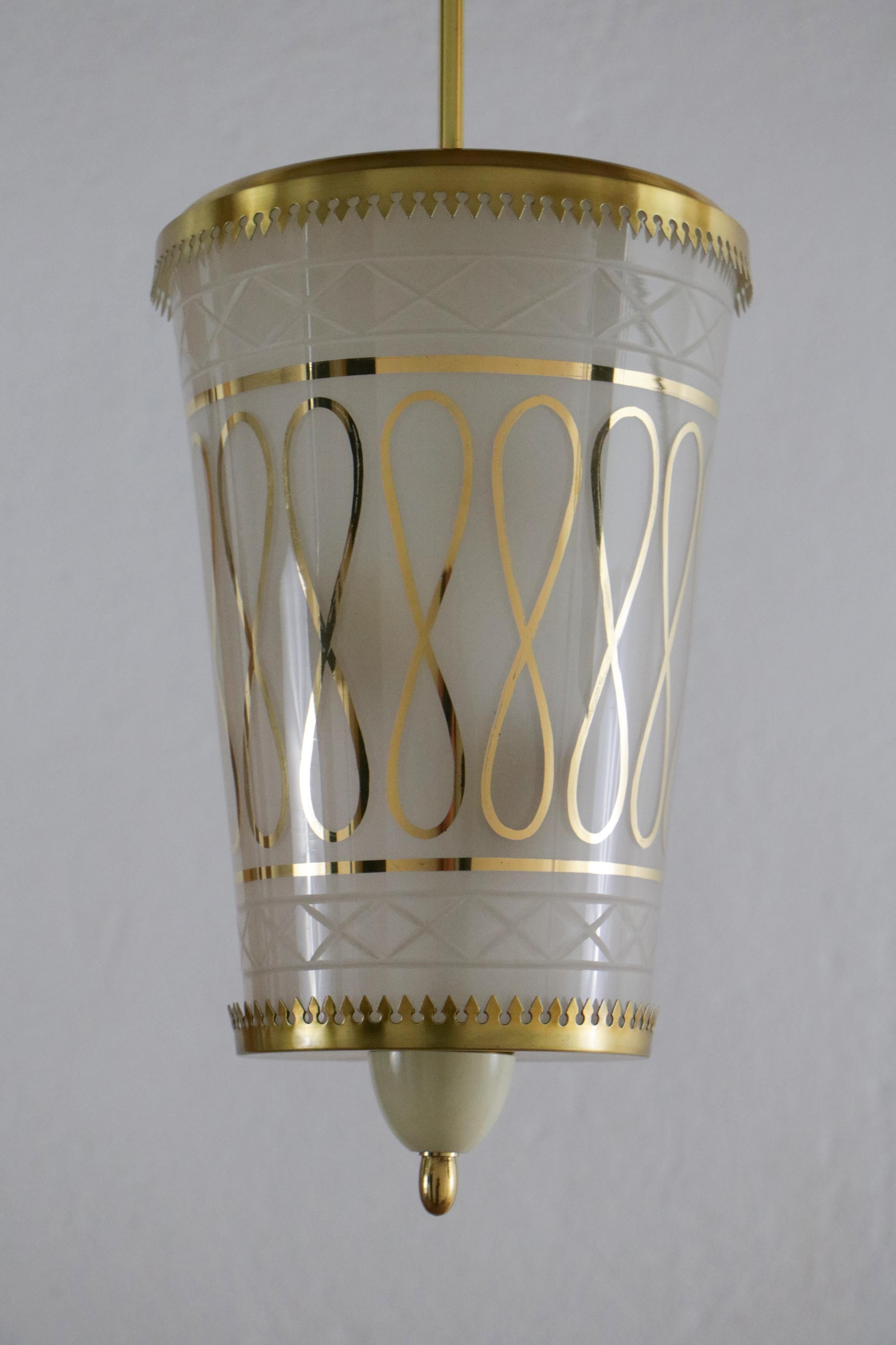 Mid-Century Modern Italian Mid Century Suspension Lamp Fontana Arte Style, 1950s For Sale