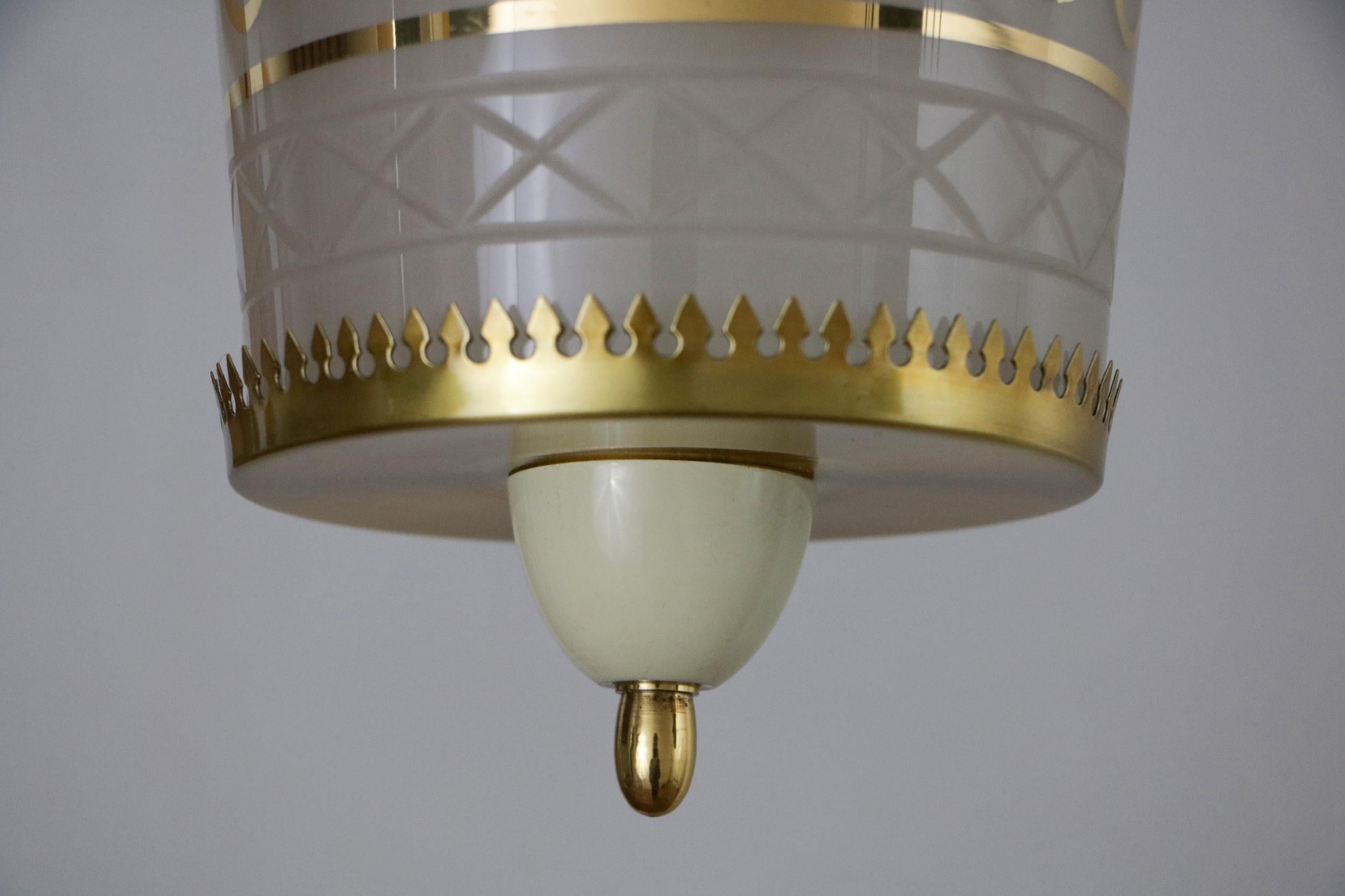 Italian Mid Century Suspension Lamp Fontana Arte Style, 1950s For Sale 1