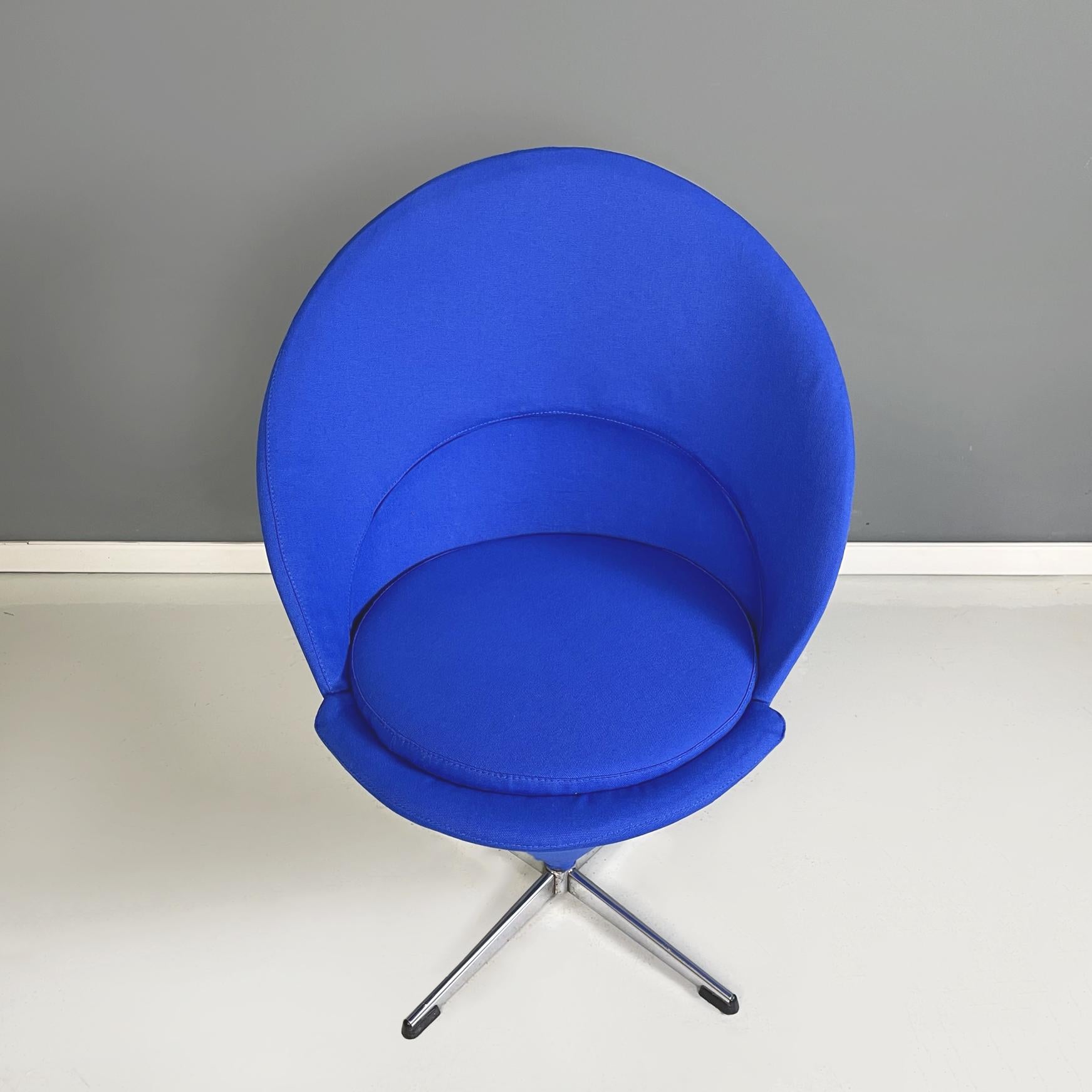 Stainless Steel Italian Midcentury Swivel Armchair Cone Chair by Verner Panton for Vitra, 1958