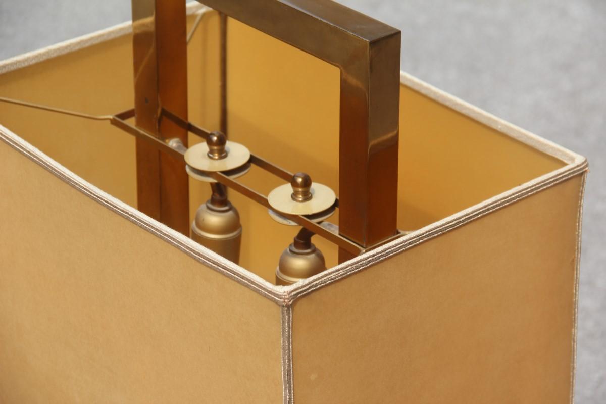 Italian Midcentury Table Lamp Buddha Brass Gold Walnut Root 1960s Rectangular For Sale 5