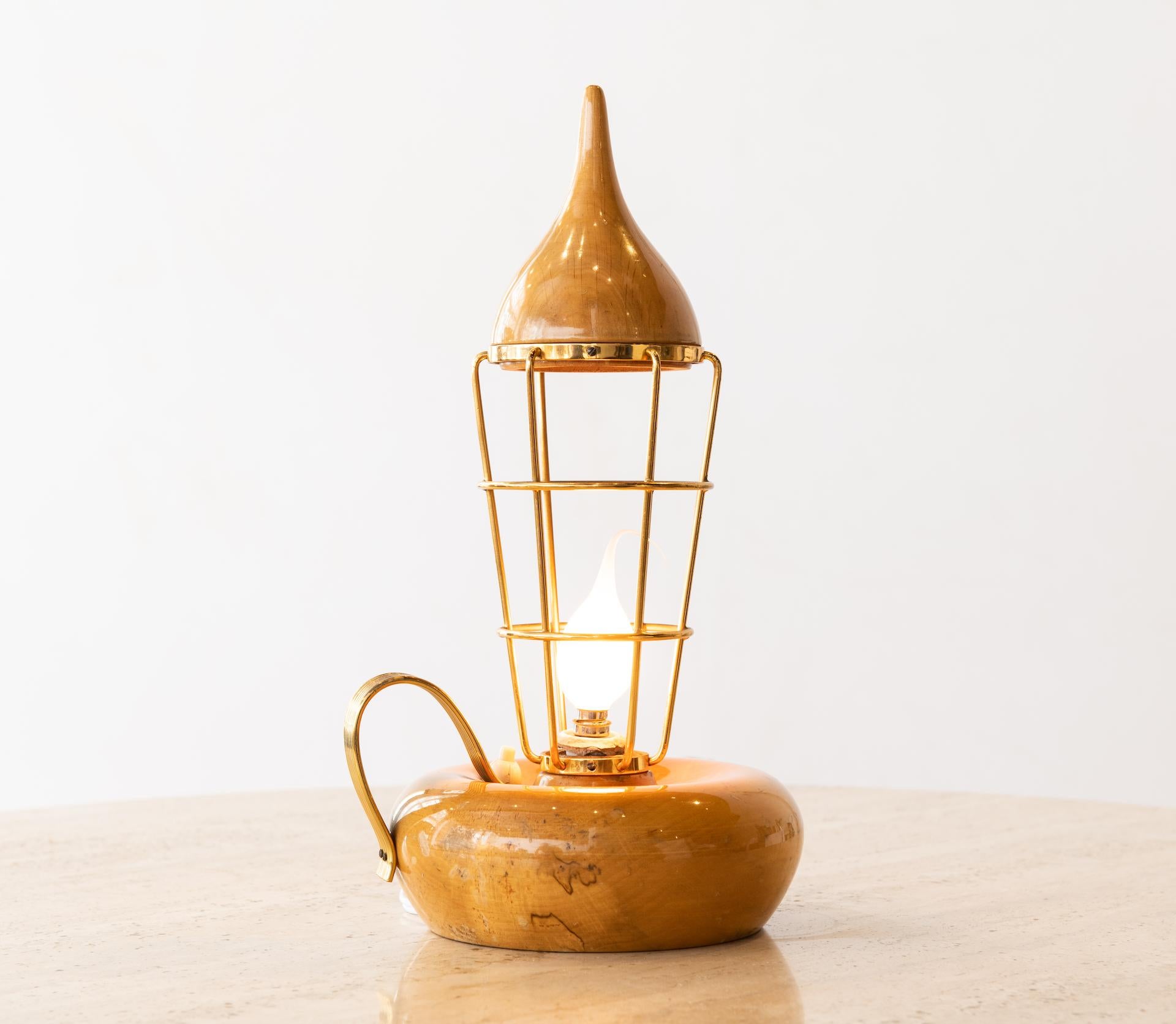 Turned Italian Midcentury Table Lamp by Aldo Tura for Aldo Tura Milano, circa 1950s For Sale