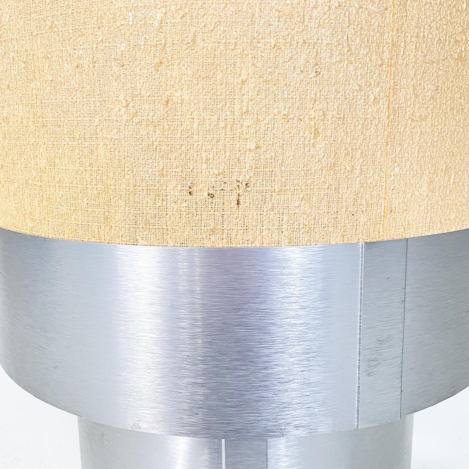 Italian Mid-Century Table Lamp in Beige Fabric and Brushed Aluminum, 1960s For Sale 2