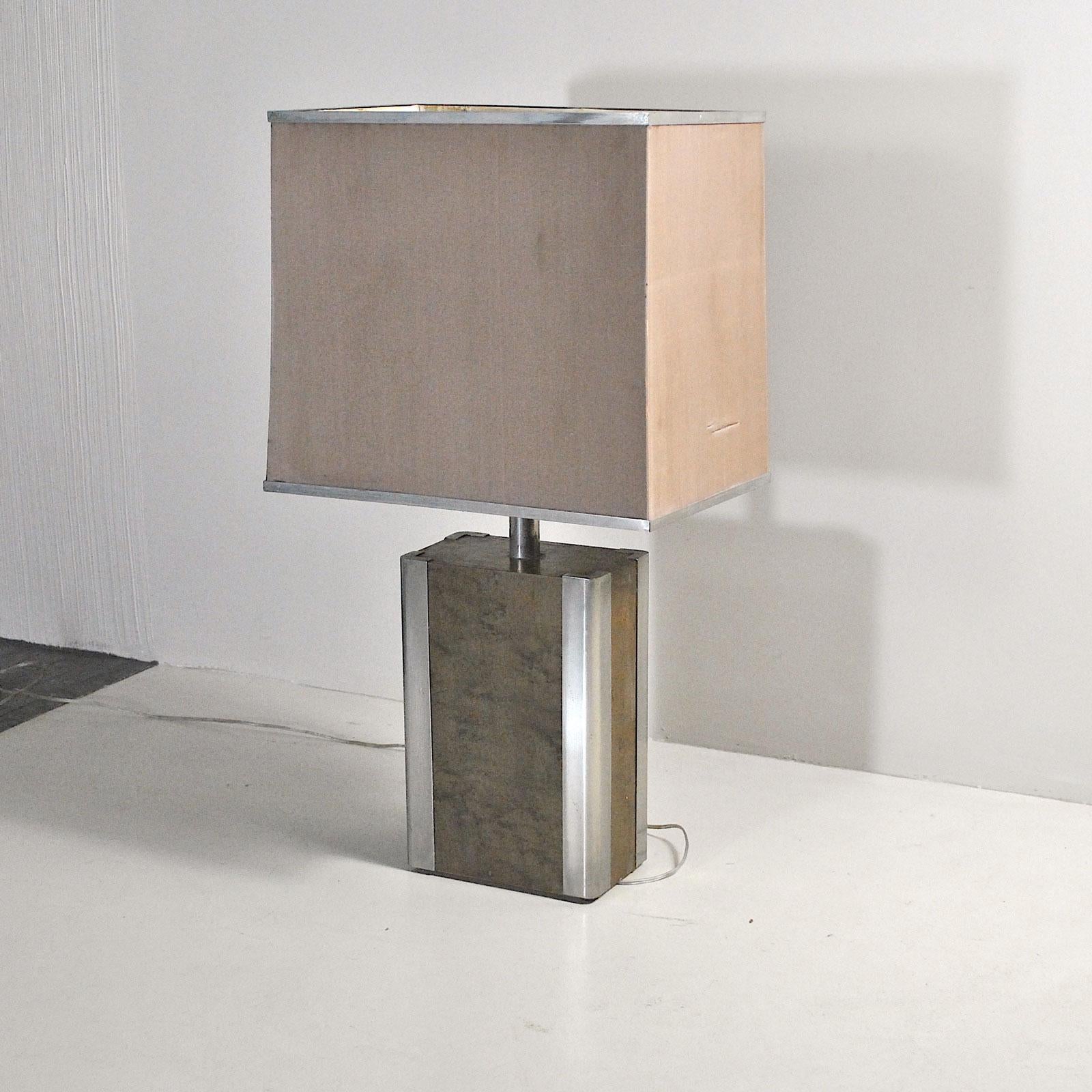 Late 20th Century Italian Midcentury Table Lamp in Drawn Wood and Steel from the 1970s