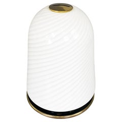 Italian mid-century table lamp in opaline Murano glass and brass, 1970s