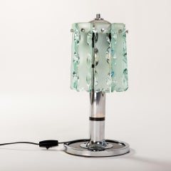Italian Mid-Century Fontana Arte Table Lamp Zero Quattro with Green Glass Blades