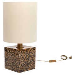 Italian Mid-Century Table Lamp out of Sunflower Seeds and Resin R. Mazzi 1970s